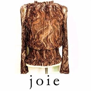 Joie Brocade paisley Smocked Waist long sleeve blouse